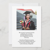 Eleganter Script Custom Two Foto Abschluss Ankündigung (Rückseite)