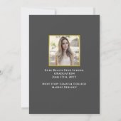 Eleganter Script Dark Gray Gold 2-Foto Abschluss Ankündigung (Rückseite)