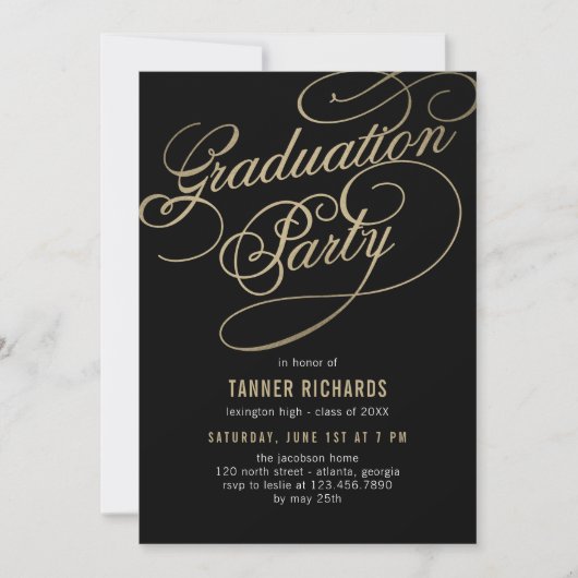 Eleganter Script EDITABLE FARBEN Abschluss laden e Einladung (Vorderseite)