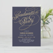 Eleganter Script EDITABLE FARBEN Abschluss laden e Einladung (Stehend Vorderseite)