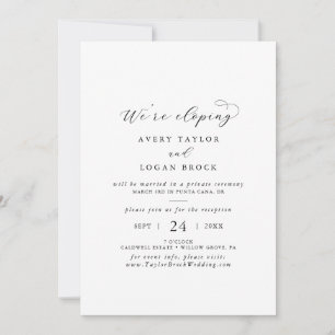 Eleganter Script Elopement Empfang Einladung