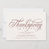 Eleganter Script Erntedank Festessen Einladung (Vorderseite)