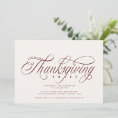 Eleganter Script Erntedank Festessen Einladung (Stehend Vorderseite)
