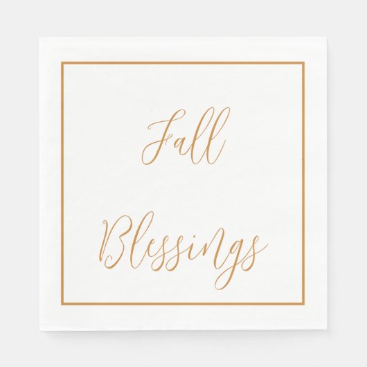 Eleganter Script Fall Erntedank Gold Serviette (Vorderseite)