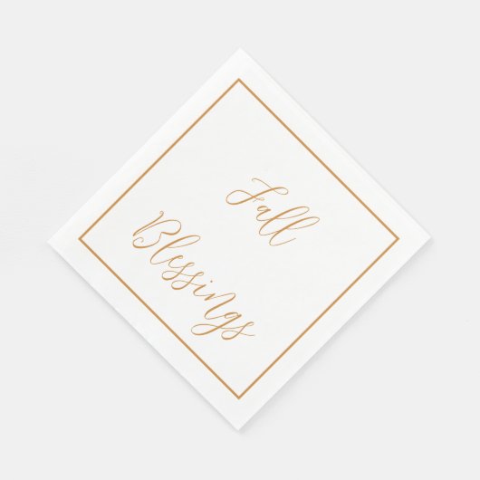 Eleganter Script Fall Erntedank Gold Serviette (Ecke)