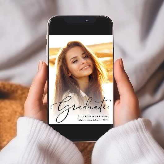 Eleganter Script-Foto-Abschluss Ankündigung