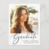 Eleganter Script-Foto-Abschluss Ankündigungspostkarte (Vorderseite)