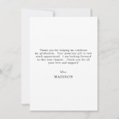 Eleganter Script-Foto-Abschluss Dankeskarte (Rückseite)