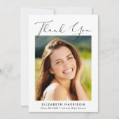 Eleganter Script-Foto-Abschluss Dankeskarte (Vorderseite)