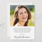 Eleganter Script-Foto-Abschluss Dankeskarte (Rückseite)