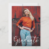 Eleganter Script-Foto-Abschluss Einladung (Vorderseite)