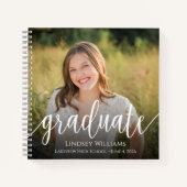 Eleganter Script Foto Abschluss Keepake Guest Notizblock (Vorderseite)