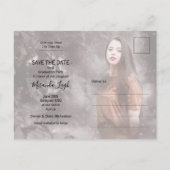 Eleganter Script-Foto-Abschluss Save the Date Postkarte (Rückseite)