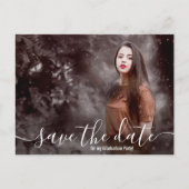 Eleganter Script-Foto-Abschluss Save the Date Postkarte (Vorderseite)