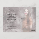 Eleganter Script-Foto-Abschluss Save the Date Postkarte (Rückseite)