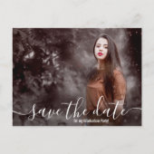 Eleganter Script-Foto-Abschluss Save the Date Postkarte (Vorderseite)