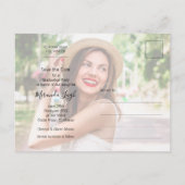 Eleganter Script-Foto-Abschluss Save the Date Postkarte (Rückseite)