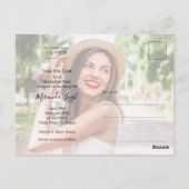 Eleganter Script-Foto-Abschluss Save the Date Postkarte (Rückseite)