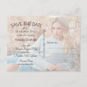 Eleganter Script-Foto-Abschluss Save the Date Postkarte (Rückseite)