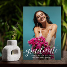 Eleganter Script Foto Abschluss Silver