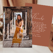 Eleganter Script Foto Abschluss Vielen Dank Orange Einladung