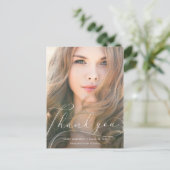 Eleganter Script Foto Abschluss Vielen Dank Postca Postkarte (Stehend Vorderseite)