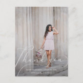 Eleganter Script Foto Abschluss Vielen Dank Postkarte (Vorderseite)