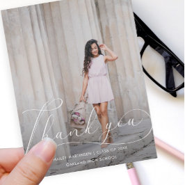 Eleganter Script Foto Abschluss Vielen Dank Postkarte