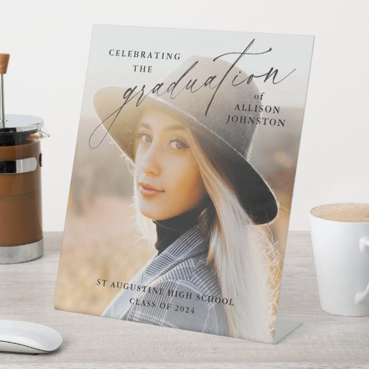 Eleganter Script Foto Abschluss Willkommen Sockelschild (In Situ)