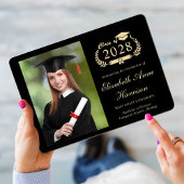 Eleganter Script Foto Black Gold Uni-Abschluss Ankündigung