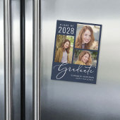 Eleganter Script-Foto Blue Abschluss Magneteinladung