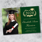 Eleganter Script Foto Green Uni-Abschluss Ankündigung