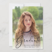 Eleganter Script-Foto-Overlay-Abschluss Ankündigung (Vorderseite)