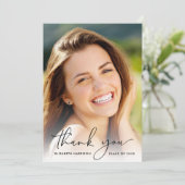 Eleganter Script-Foto-Overlay-Abschluss Dankeskarte (Stehend Vorderseite)