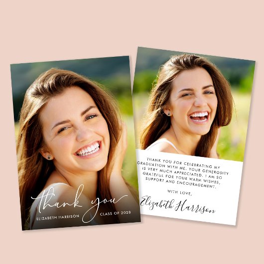 Eleganter Script-Foto-Overlay-Abschluss Dankeskarte