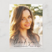 Eleganter Script Foto Overlay Abschluss Vielen Dan Postkarte (Vorderseite)