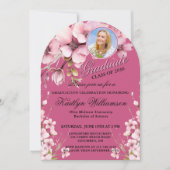 Eleganter Script-Foto Rosa Graduation Party Arch Einladung (Vorderseite)