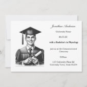 Eleganter Script-Foto Schwarz-weißer Abschluss Ankündigung (Vorderseite)