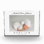Eleganter Script-Foto-Taufen-Foto Fotoblock (Vorderseite)
