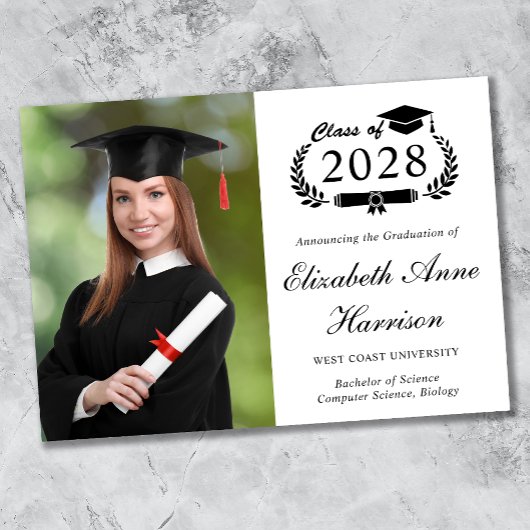 Eleganter Script-Foto-Uni-Abschluss Ankündigung