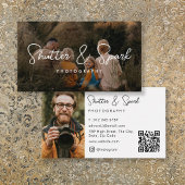 Eleganter Script-Full-Foto-Fotografie QR-Code Visitenkarte