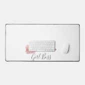 Eleganter Script Girl Boss Pink Arrow Schreibtischunterlage (Tastatur & Maus)