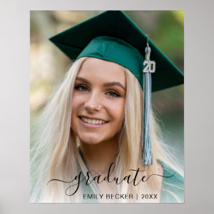 Eleganter Script Girl Graduate Foto Abschluss Poster