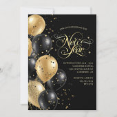Eleganter Script Gold Black Silvester Einladung (Vorderseite)