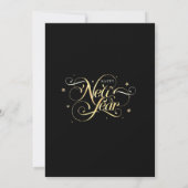 Eleganter Script Gold Black Silvester Einladung (Rückseite)