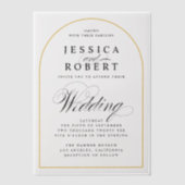 Eleganter Script Gold Border Wedding Arch Pergament Einladungen (Vorderseite)