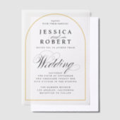 Eleganter Script Gold Border Wedding Arch Pergament Einladungen (Versetzt)