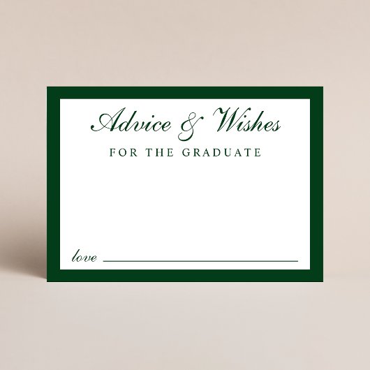Eleganter Script Grad Advice Green Gold Abschluss Begleitkarte