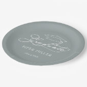 Eleganter Script Grad Cap Silver Gray Abschluss Pappteller (Schrägansicht)
