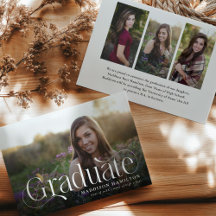 Eleganter Script Graduate 4 Foto Collage Abschluss